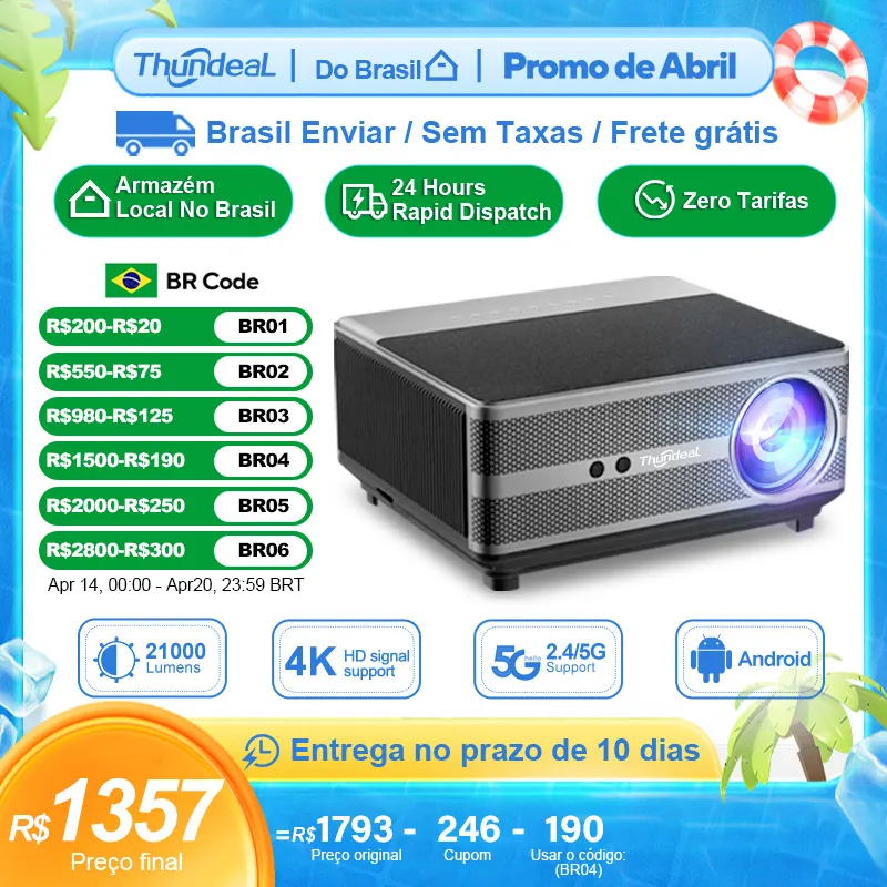 [Envio Do Brasil] Projetor Thundeal Td98w, 1080p Nativo, Selado, Android, Wifi, 21 Mil Lumens